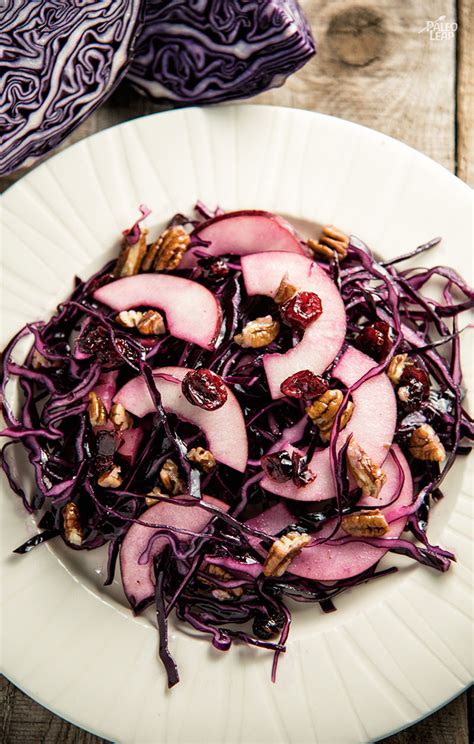 If you are doing this do not add the dressing or the apples. Red Cabbage, Cranberry, And Pecan Slaw | Paleo Leap