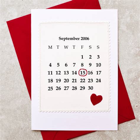 Calendar Personalised Date Anniversary Card By Jenny Arnott Cards
