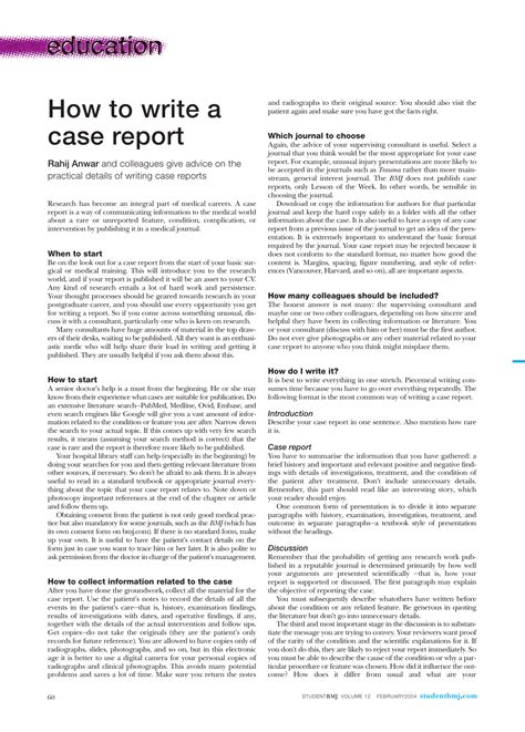 How To Write A Case Report
