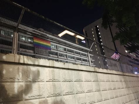 The page also offers information about who. Pride flag at the U.S embassy in Gwanghwamun : korea