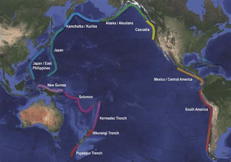 The Pacific Ring Of Fire And Significant Subduction Zones Identified Gns