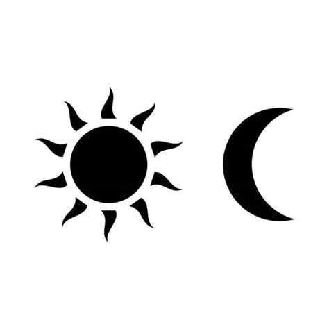 Best Silhouette Of A Sun And Moon Logo Illustrations, Royalty-Free