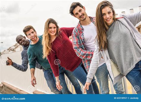 Group Of Friends Having Fun Together Outdoors Stock Image Image Of
