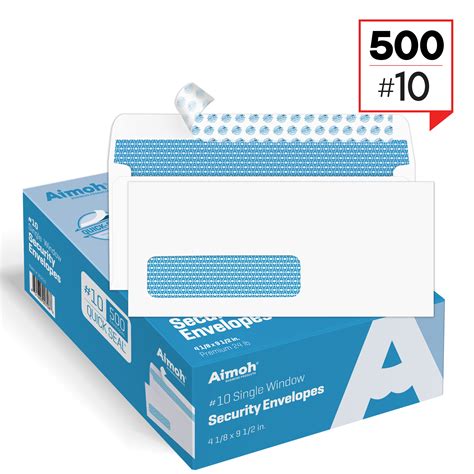 10 Single Left Window Security Tinted Self‐seal Envelopes 4‐18 X 9