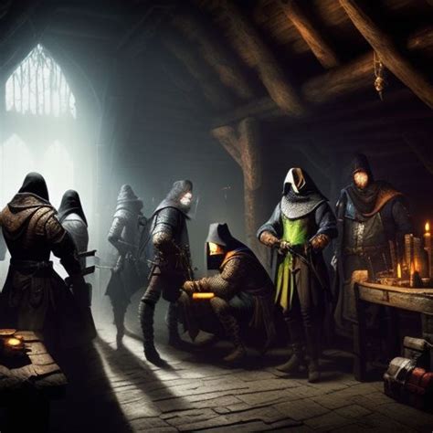 Profuse Jay257 Thieves Gathering To Trade In A Dark Room Medieval