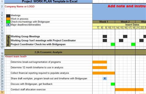 Represent what the row of the template is going to do. Project Work Plan Template in Excel XLS | Exceltemple ...