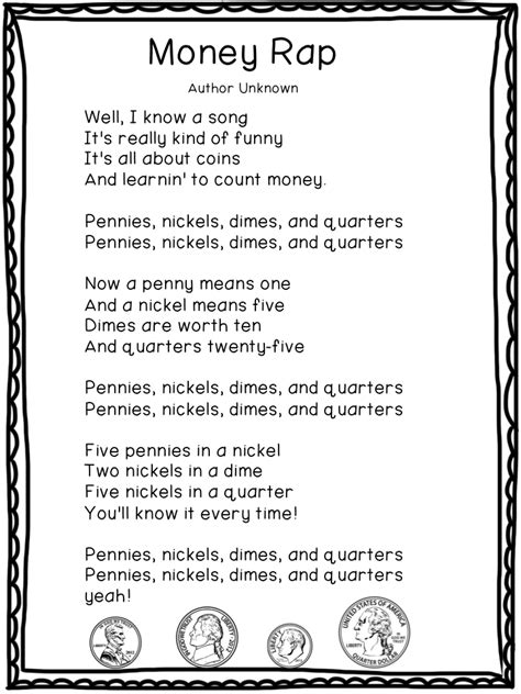Some days, i abandon myself to the thought that i do not deserve to be loved. Money Rap | Teaching elementary, Money math, Math songs