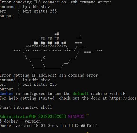 Windows Docker Error Checking Tls Connection Ssh Command Error