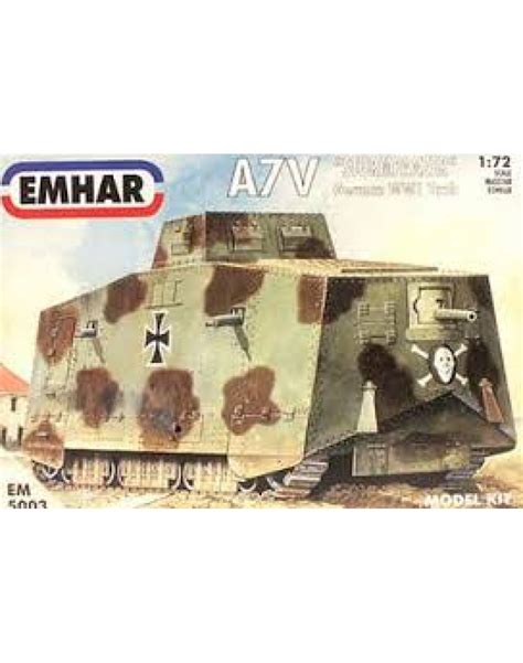 Emhar 172 Plastic Model A7v Stumpanzer Ww1 Tank Em5003
