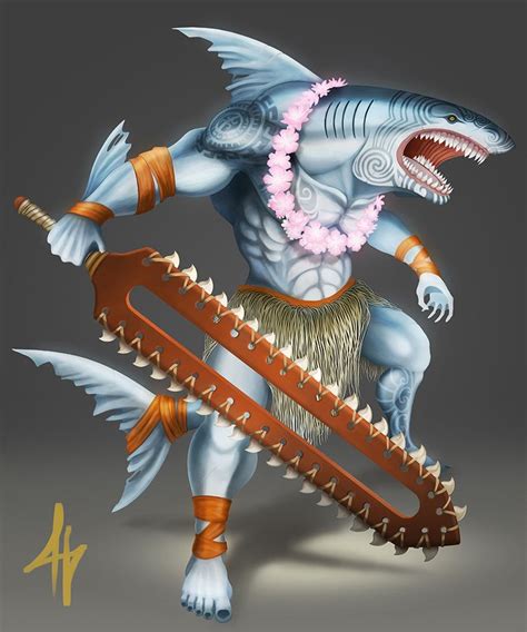 Dakuwaqa Fijian Mythology Character Design Character Art Shark Art