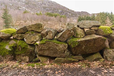 Old Stone Fence By A Field Stock Image Image Of Architecture 195065333