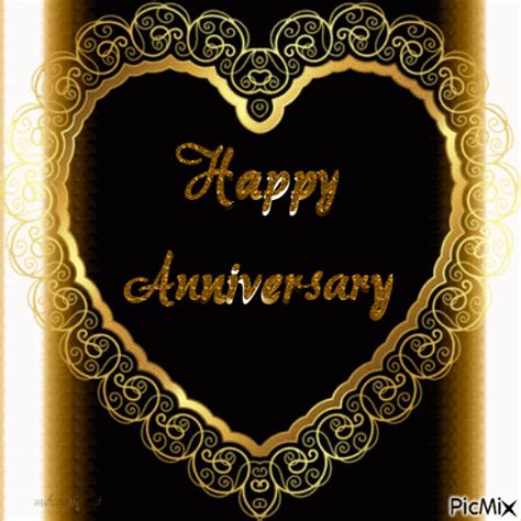 Gold Heart Happy Anniversary Pictures Photos And Images For Facebook