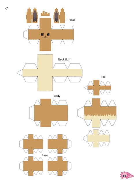 Pixel Papercraft Eevee Pokemon