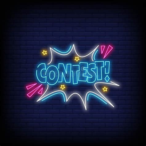 Contest Neon Sign On Brick Wall Background Stock Vector Illustration
