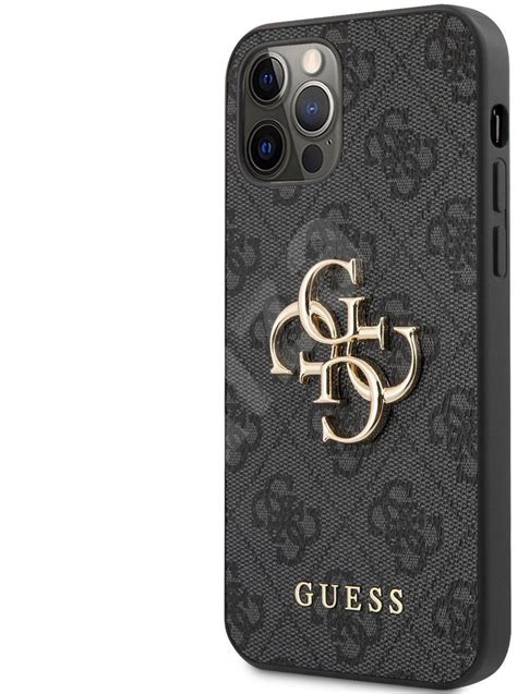 Guess Pu 4g Metal Logo Zadní Kryt Pro Apple Iphone 1212 Pro Grey