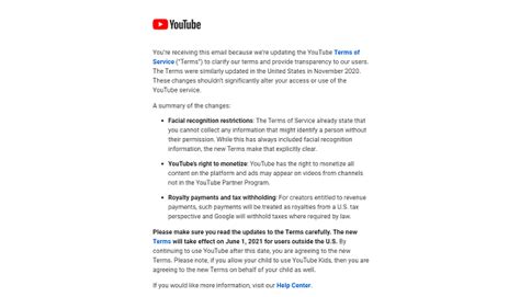 Youtube Terms Of Service 2021 New Terms And Condition 2021 01 June