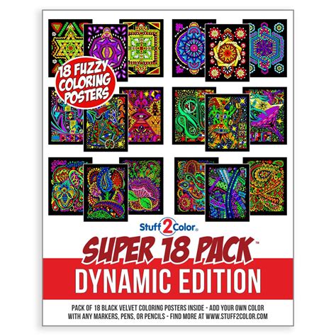 Super Pack Of 18 Fuzzy Velvet Coloring Posters Dynamic Edition