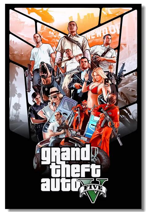 Grand Theft Auto V Poster Game Wallpaper Custom Canvas Sexy Girl Beach