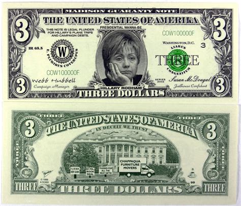 The Clinton 3 Dollar Bill Write On The Money Pinterest