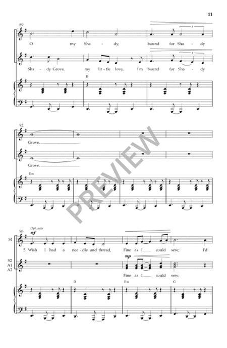 Shady Grove Vocal Score By Octavo Sheet Music For Ssa Choir Piano