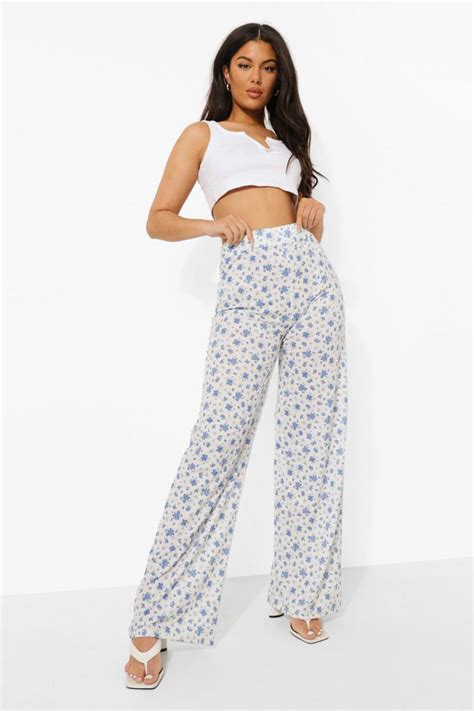 Ditsy Floral Wide Leg Pants Boohoo