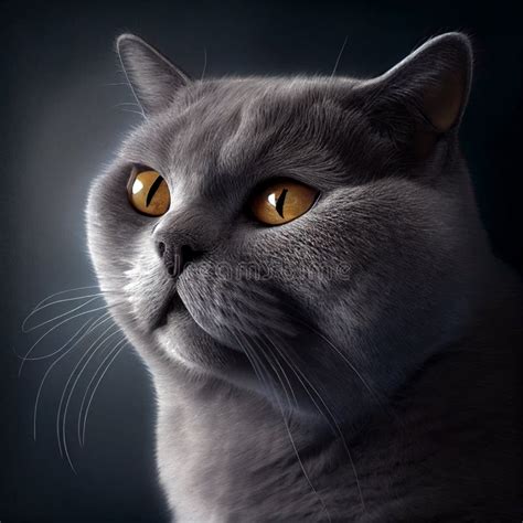 British Shorthair Cat Portrait Ai Generated Portrait Of A British