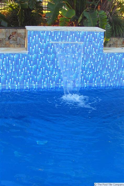 Waterfall Glass Mosaic Patterned Waterline Tiles For Pools