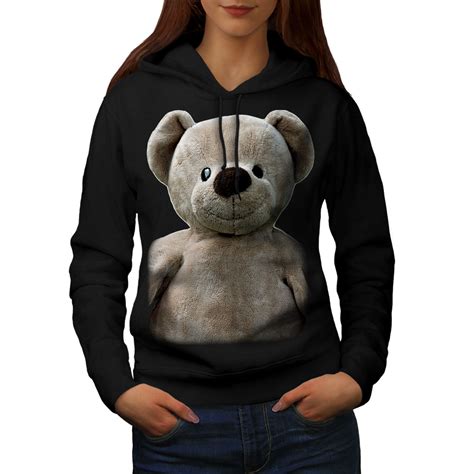 Wellcoda Cute Plush Womens Hoodie Teddy Bear Casual Hooded Sweatshirt