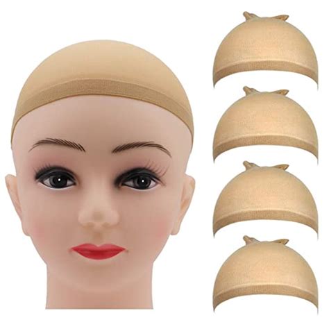stretchy nylon wig caps munpor 4 pieces light brown stocking wig caps for women men