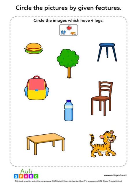 Circle Pictures By Feature 10 Sorting Worksheet Autispark