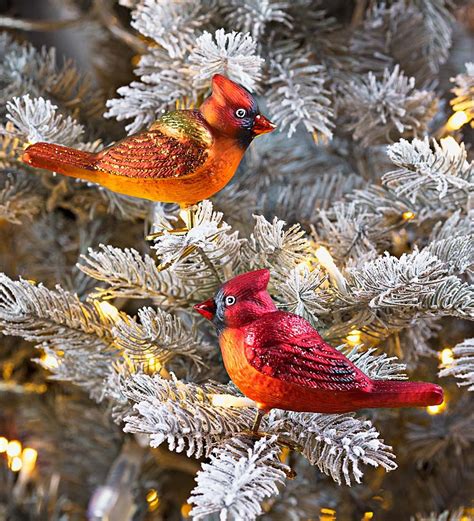 Blown Glass Cardinals Christmas Ornaments Set Of 2 Decorating The