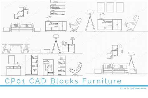 Side views, front view, top view. CAD Blocks - Furniture Archives - First In Architecture
