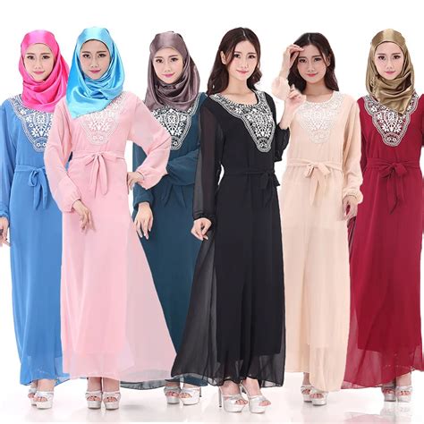 Muslim Women Dress Abaya Pure With Lace Patchwork High Waist Long