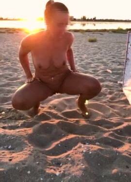 Tanned Girl Pees On Public Naked Beach Oh Yes I Love To Piss In Public