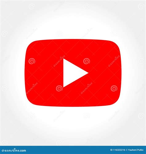 Red Button Social Media Youtube Isolated On White Editorial Photo