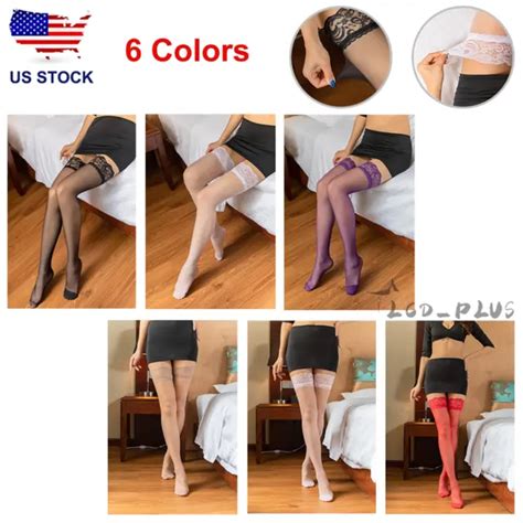 Lady S Lace Top Stay Up Stockings Thigh High Sheer Pantyhose Stockings For Women 4 05 Picclick