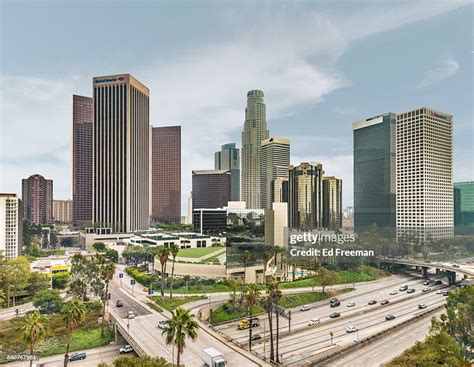 Downtown Los Angeles Panorama High Res Stock Photo Getty Images