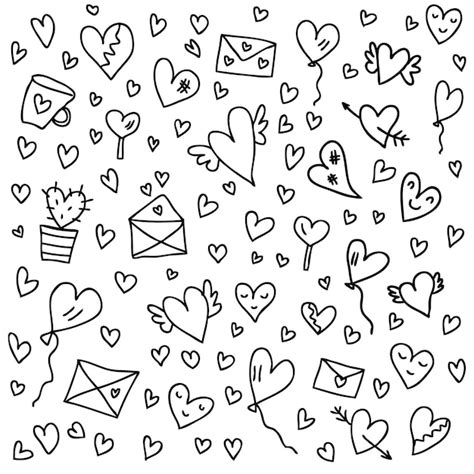 Premium Vector Hand Drawn Valentine Elements Collection For Stickers Tee Postcards Retro Style