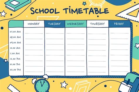 Free Vector Hand Drawn Back To School Timetable Template