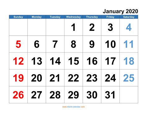 Calendar Template 2020 Printable Free Free Printable 2020 Calendar