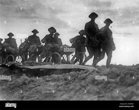 First World War 1914 1918 British Soldiers Marching In Silhouette On