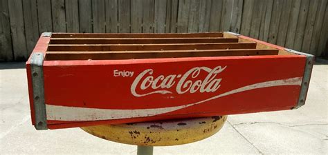 Antique Vtg Wooden Coca Cola 24 Bottle Crate Old Red Wood Coke Carrier