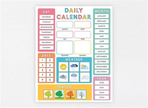 Activity Chart Calendar Printable Monthly Planner Printable Kids