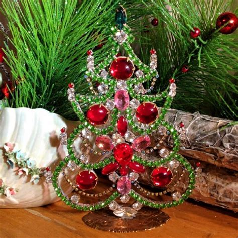 Vintage Czech Crystal And Rhinestone Christmas Trees
