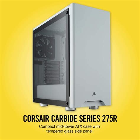 Corsair Carbide Series 275r Tempered Glass Mid Tower Gaming Case White