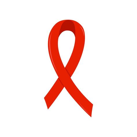 Red Ribbon Vector Flat Illustration Aids Awareness Symbol Support
