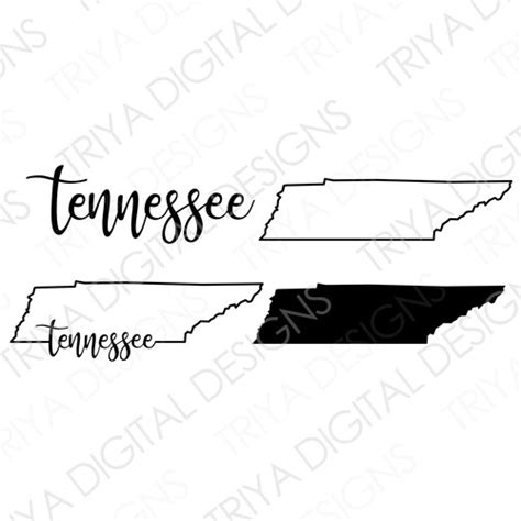 Tennessee Outline With Text Svg Cut File State Of Tennessee Etsy