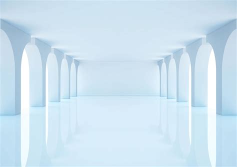Empty White Room With Columns And Windows 3d Illus By Winampers Pro New
