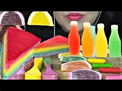 Asmr Rainbow Food Rainbow Crepe Cake Marmelade Edible Spoon Nik L Nip Wax Bottles
