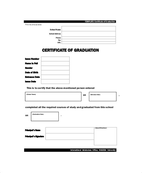 Certificate Of Graduation Sample